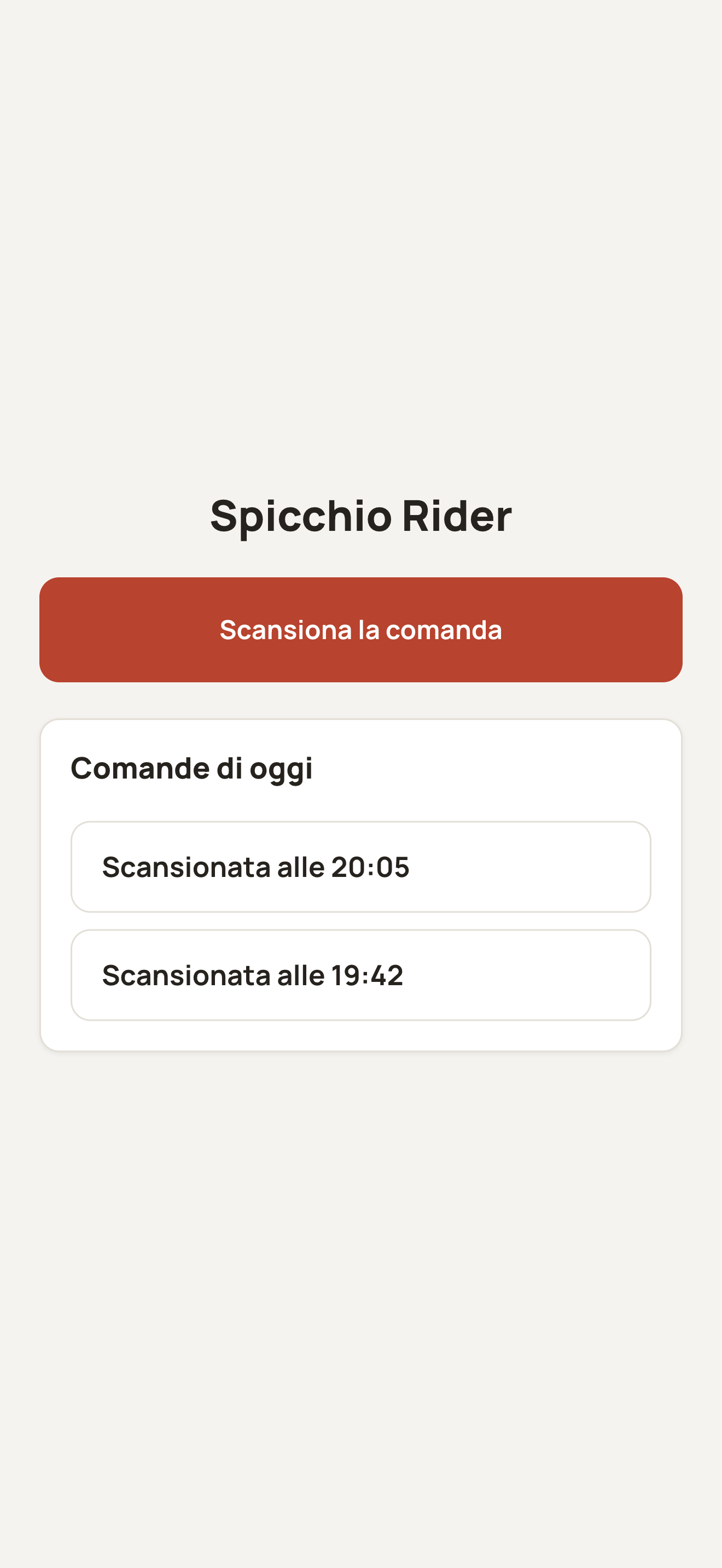 Spicchio Rider: Scansiona la comanda.